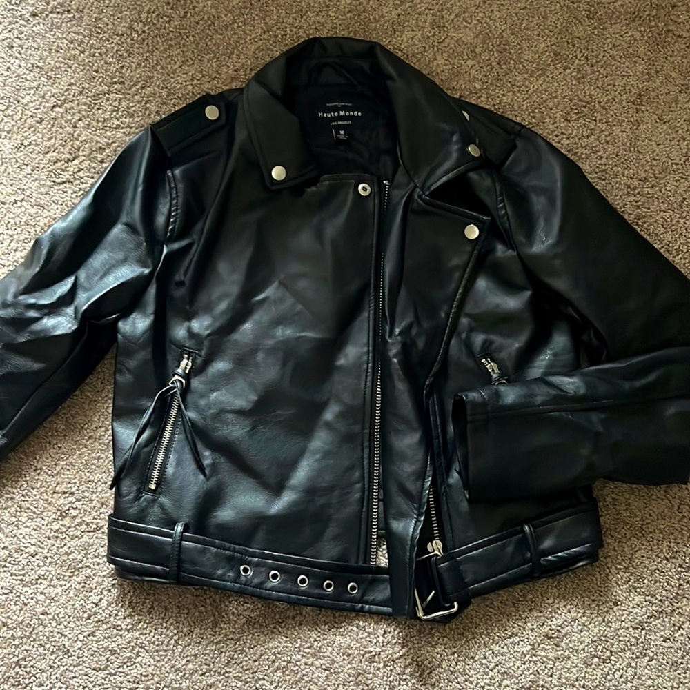 Faux leather jean jacket size medium!